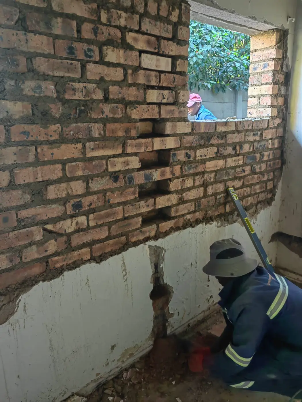 New face-brick work around a window opening