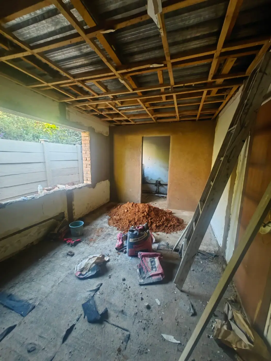 New ceiling timbers fixed under the roof before the boards go up
